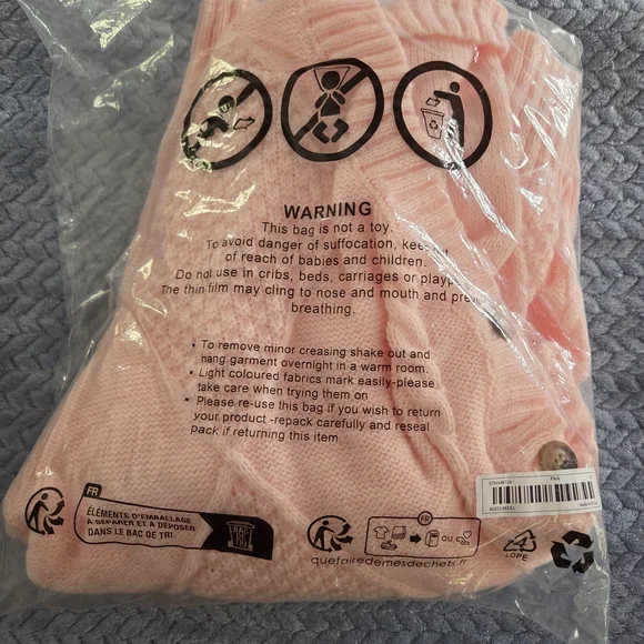 Pink V-Neck Cardigan Sweater XL - Fits Like Large - Picture 8 of 8